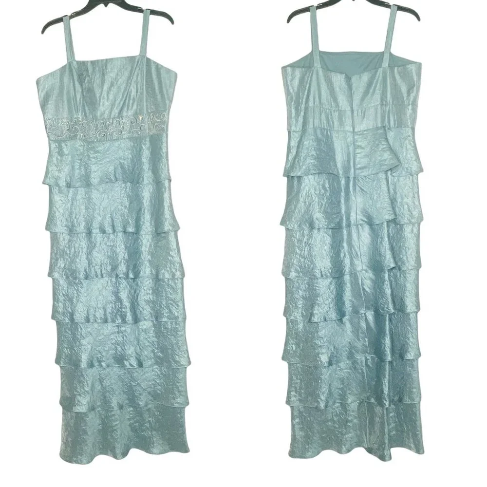 R&M Richards Tafetta 2Piece Gown and Bolero Set NWT Blue Sz 14 Style Vintage 80s - Picture 7 of 15